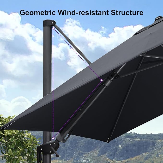 PURPLE LEAF 8.8' X 8.8' Left-right Tilt Patio Umbrella - Image 9