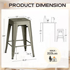 Furmax 24 Inch Metal Bar Stools Set of 4, Counter Height Bar Stools Height High - Image 3