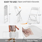 VINGLI 2 Pack White Plastic Folding Chair, Indoor Outdoor Portable Stackable - Image 3