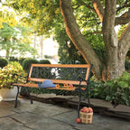 VINGLI Outdoor Bench Metal Garden Bench, Wood Patio Benches w/PVC Backrest Cast - Image 9