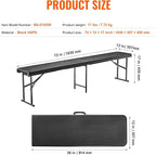 VEVOR Plastic Folding Bench, 6ft Portable Folding Bench, Smooth High Density - Image 3
