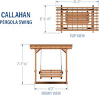 Backyard Discovery Callahan 8' x 5' Cedar Wood Outdoor Patio Pergola Swing Bench - Image 3