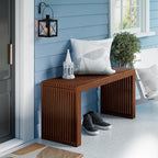 Bamboo Dining Bench Indoor Long Entryway Shoe Rack Bench, Outdoor Modern Wood - Image 3