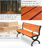 Outdoor Benches Cast Aluminum Preservative Wood 67IN Patio Garden Bench Perfect - Image 7