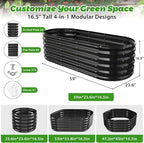 17" Tall Outdoor Garden Raised Garden Bed Kits, 5ft X 2ft Oval, 0.8MM Thick - Image 4