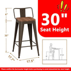 WENTMENT Bar Stools Set of 4 Counter Height Bar Stools Metal Barstools - Image 2