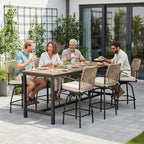 Outdoor Bar Stools Set of 6, 360° Swivel Metal Frame, Wicker Patio Bar Height - Image 8