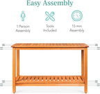 Best Choice Products 48in 2-Shelf Eucalyptus Wooden Console Table Indoor - Image 7