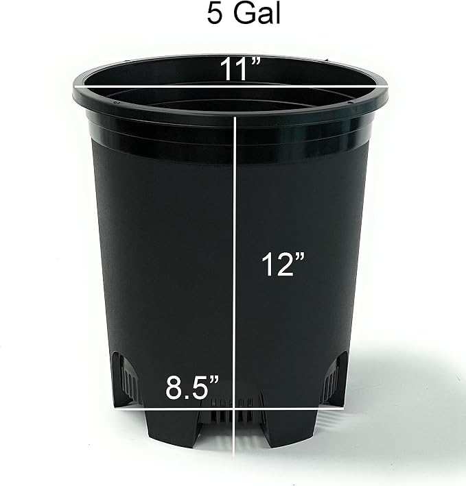 5 Gallon 10-Pack Nursery Pot Black Plastic Planters - Image 2