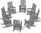 SERWALL Outdoor Rocking Chair Gray Set of 8, All Weather Patio Rocking Chair by SERWALL