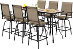 PHI VILLA Outdoor Swivel Patio Bar Set of 9, Patio Bar Table and Chairs Set by PHIVILLAThepioneerofcomfortablehouseholdsupplies