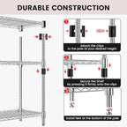 Xcity Storage Shelves, 3 Tier Heavy Duty Metal Shelving Unit, 1200 LBS Capacity - Image 6