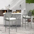 COSTWAY Wicker Bar Stools Set of 4, Patio Bar Height Chairs - Image 8