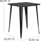 EMMA + OLIVER Commercial Grade 31.5" Square Black Metal Indoor-Outdoor Bar - Image 2
