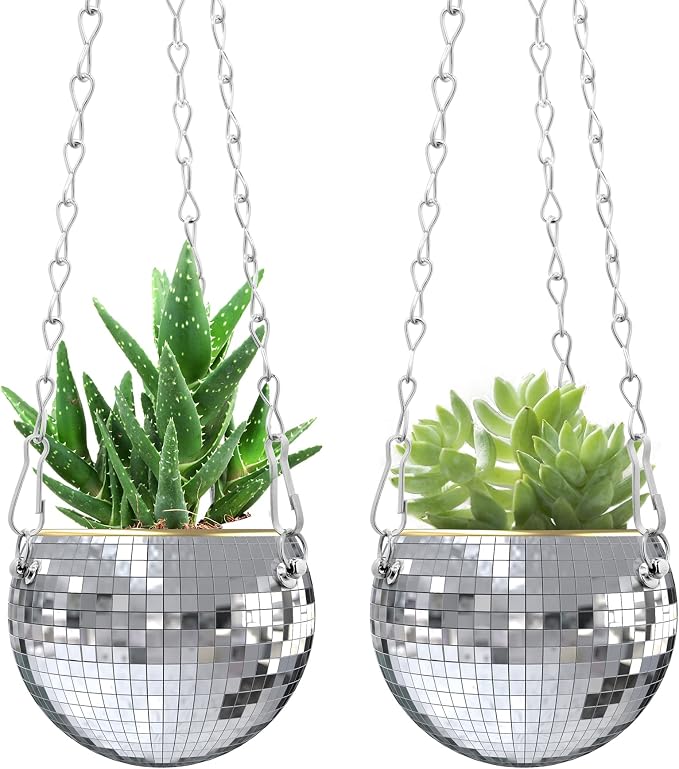 moonoom 2 Pcs Hanging Disco Ball Planter by moonoom