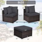 Tangkula 4 Pieces Patio Rattan Sofa Set, Outdoor Wicker Sectional Furniture Set - Image 5