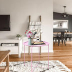 Garden 4 you End Table 2 PCS Metal Side Table Pink Round Folding Tray Cyan Sofa - Image 4