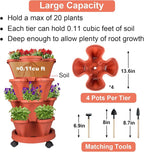 GameXcel Vertical Planter 4 Tier Stackable Planters Garden Planters Strawberry - Image 5