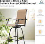 MFSTUDIO 5 Piece Outdoor Swivel Bar Set, Outdoor Bar Table and Chairs Set - Image 2