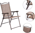 Giantex Set of 2 Patio Folding Chairs, Outdoor Patio Dining Chairs w/Armrest - Image 5