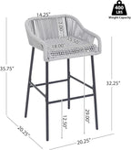 Christopher Knight Home Sivir Outdoor Barstool Set of 2, Patio Woven Rope Bar - Image 2