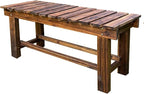Outdoor Garden Bench, 3-Person Wood Patio Bench Weatherproof Outdoor Backless - Image 9