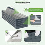 ZORMY 6×2×1.4ft Galvanized Raised Garden Bed Kit, Metal Planter Boxes Outdoor - Image 8