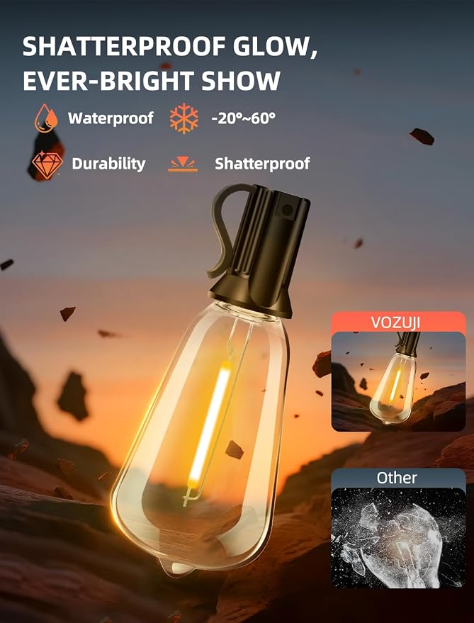 Outdoor Patio String Lights 150ft: ST38 LED Shatterproof Bulbs 3 Modes Button - Image 3
