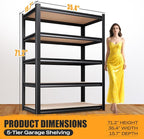 71.2" H Garage Shelving Heavy Duty Storage Shelves, Metal Adjustable Shelving - Image 3