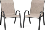 Patio Dining Chairs Set of 2, Outdoor Stackable Chairs, Breathable Seat and by VonzoyHome