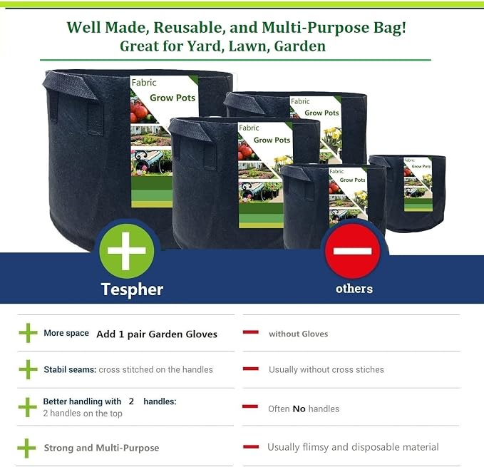 3-Pack 20 Gallon Thickened Plant Grow Bags Large Heavy Duty Fabric Plant Pots - Image 8