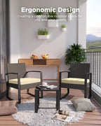 3 Pieces Porch Furniture Set Patio Rocking Bistro Set Outdoor Patio Chairs - Image 6