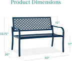 Best Choice Products Outdoor Bench 2-Person Metal Steel Benches Furniture - Image 2