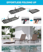 Aluminum Chaise Lounge Chair Outdoor, Foldable Patio Lounge Chair Assemble-Free - Image 3
