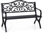 Sophia & William 50" Outdoor Garden Bench Patio Park Bench, Cast Iron Metal by SophiaWilliam
