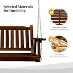 VINGLI Upgraded Heavy Duty 880 LBS 4 FT Patio Wooden Porch Swing Solid Fir Wood - Image 3