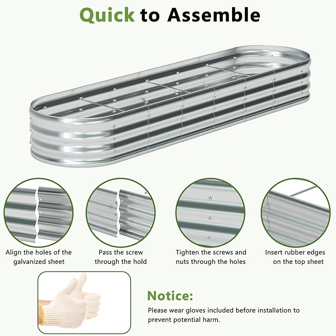 zizin Galvanized Raised Garden Bed Metal Oval Raised Garden Beds Outdoor - Image 4