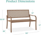 Best Choice Products Outdoor Bench 2-Person Metal Steel Benches Furniture - Image 2