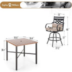 Sophia & William Outdoor Patio Bar Set 5 Piece High Dining Table and Chairs - Image 7