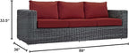 Modway Summon Wicker Rattan Outdoor Patio Sunbrella Sofa in Canvas Red - Image 2