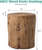 SUNBURY Outdoor Side Table Set of 2, Tree Stump Side Table Light Oak Colored - Image 3