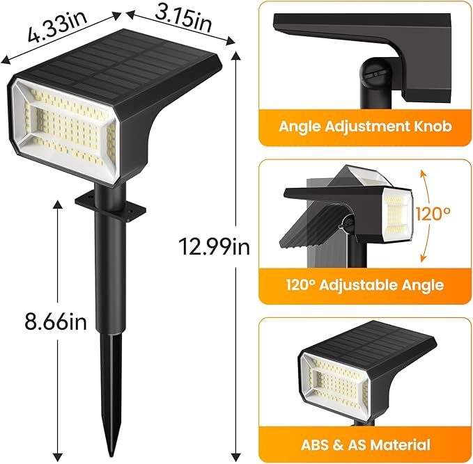 Fabrito Solar Spot Lights Outdoor 8 Pack, Auto On/Off Spotlights, IP67 - Image 8