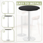 Flamaker Round Bistro Pub Table Modern Style Metal Base MDF Top Cocktail Bar - Image 7