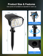 Brightown 4Pack Solar Spot Lights Outdoor, IP67 Solar Lights Outdoor Waterproof - Image 8