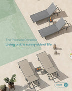Lounge Chair Outdoor with Wheels, Aluminum Patio Chaise Lounge Chair with 5 - Image 7