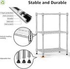 450 lbs Wire Storage Shelving 3-Tier Utility Shelving Unit Steel Organizer Wire - Image 8