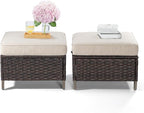 Joyside Patio Ottoman Set of 2, All Weather Outdoor Rattan Ottomans Patio - Image 5