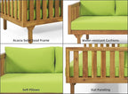 Merax Outdoor 3 Seater Daybed, Acacia Wood Day Bed Couch Sofa - Image 7