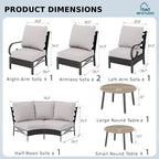MFSTUDIO Patio Furniture Set, 6 Seats Half-Moon Curved Outdoor Sectional Sofa - Image 9