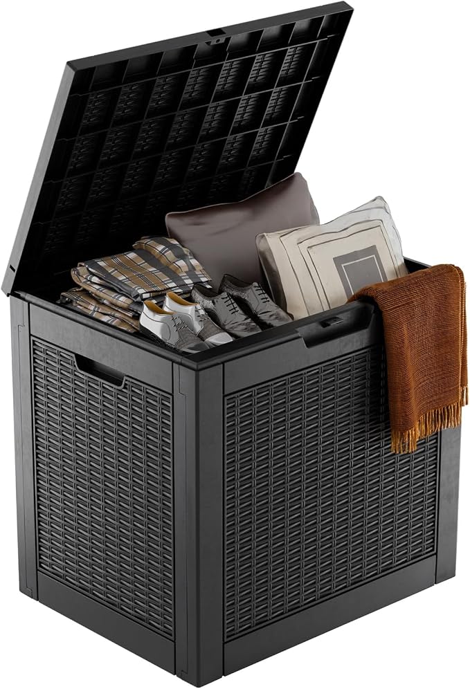 EasyUp 30 Gallon Resin Deck Box, Patio Outdoor Deck Box by EASYUP